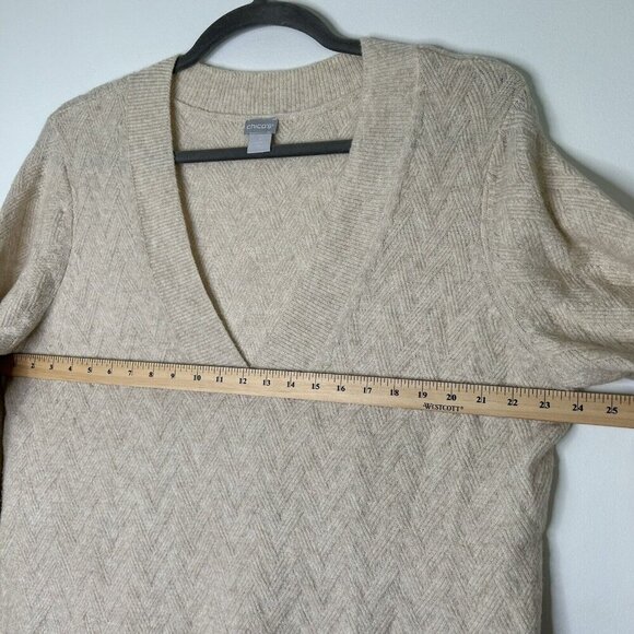Chicos Tunic Sweater Womens Size 3 US 16 XL Beige Oatmeal Soft Knit - Picture 5 of 9